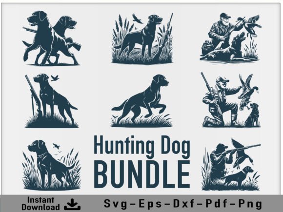 Hunting Dog SVG Vector Silhouette Bundle