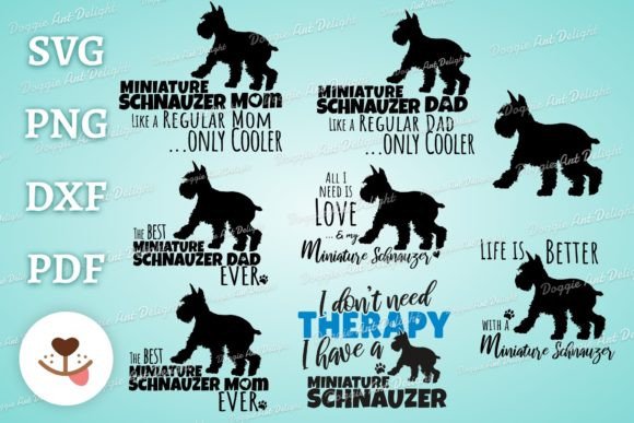 Mini Schnauzer Dog Svg Bundle