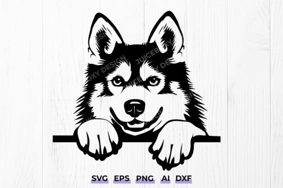 Peeking Siberian Husky Dog Svg, Pet Dxf