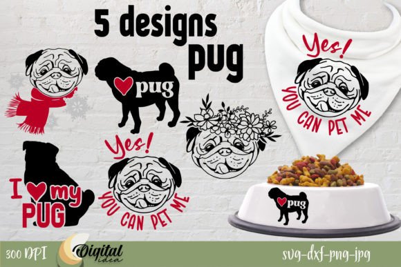Pug SVG. Dog Small Bundle. Dog SVG Desig