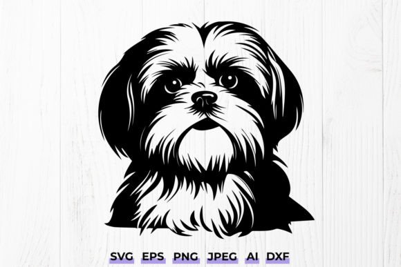 Shih Tzu Dog SVG, Adorable Dog Portrait