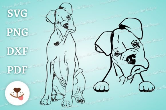 White Boxer Dog Svg Png Vector Cuf File